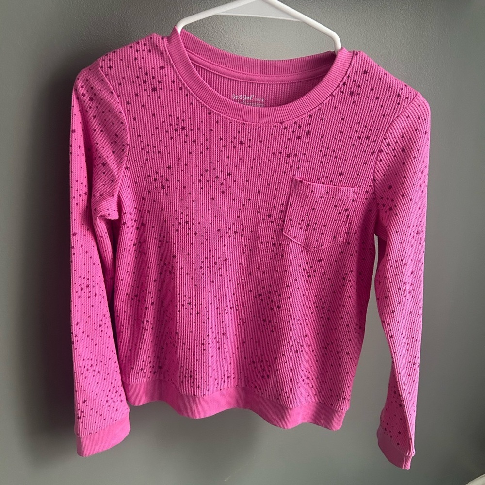 Cat & Jack Pink Long Sleeve Tee with Pocket - Picture 2 of 4